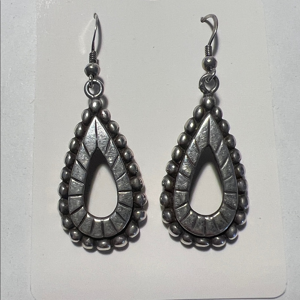 Silver Paisley Teardrop Earrings